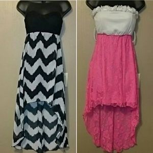 BUNDLE Chevron & Pink Strapless High Low Dresses